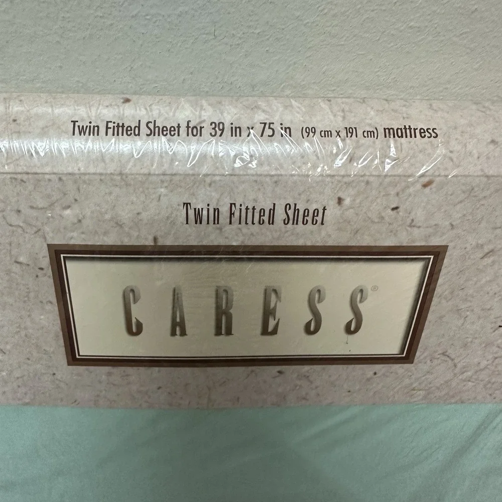 Vtg Dan River Caress Twin Fitted Sheet No iron Percale Green Made in USA NOS NEW